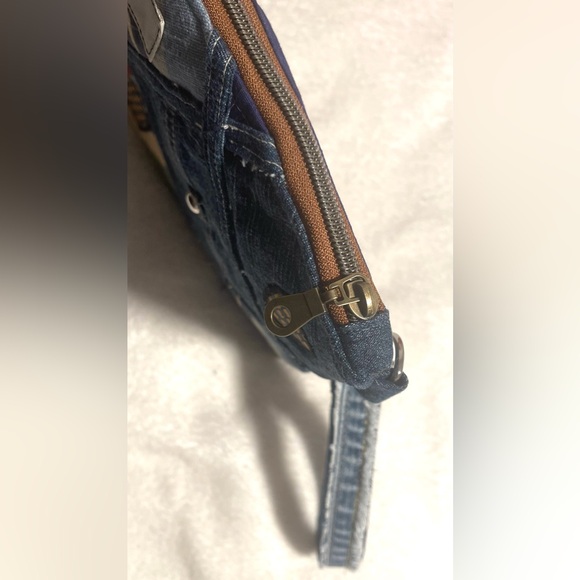 Bohemian Unique One-of-a-Kind Denim Patchwork Clutch Wristlet bag - Picture 9 of 16